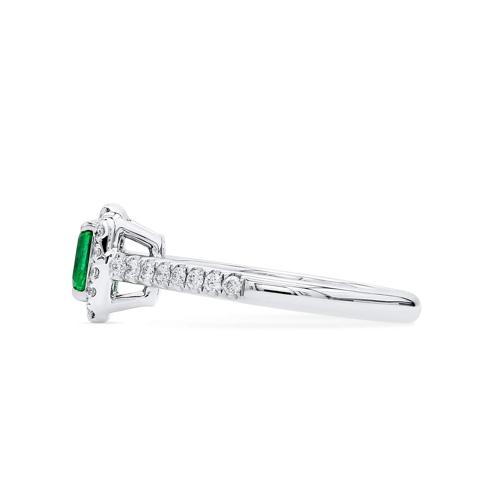 Vivid Green Emerald And Diamond Ring, 0.36 Ct. (0.62 Ct. TW), G2111260104
