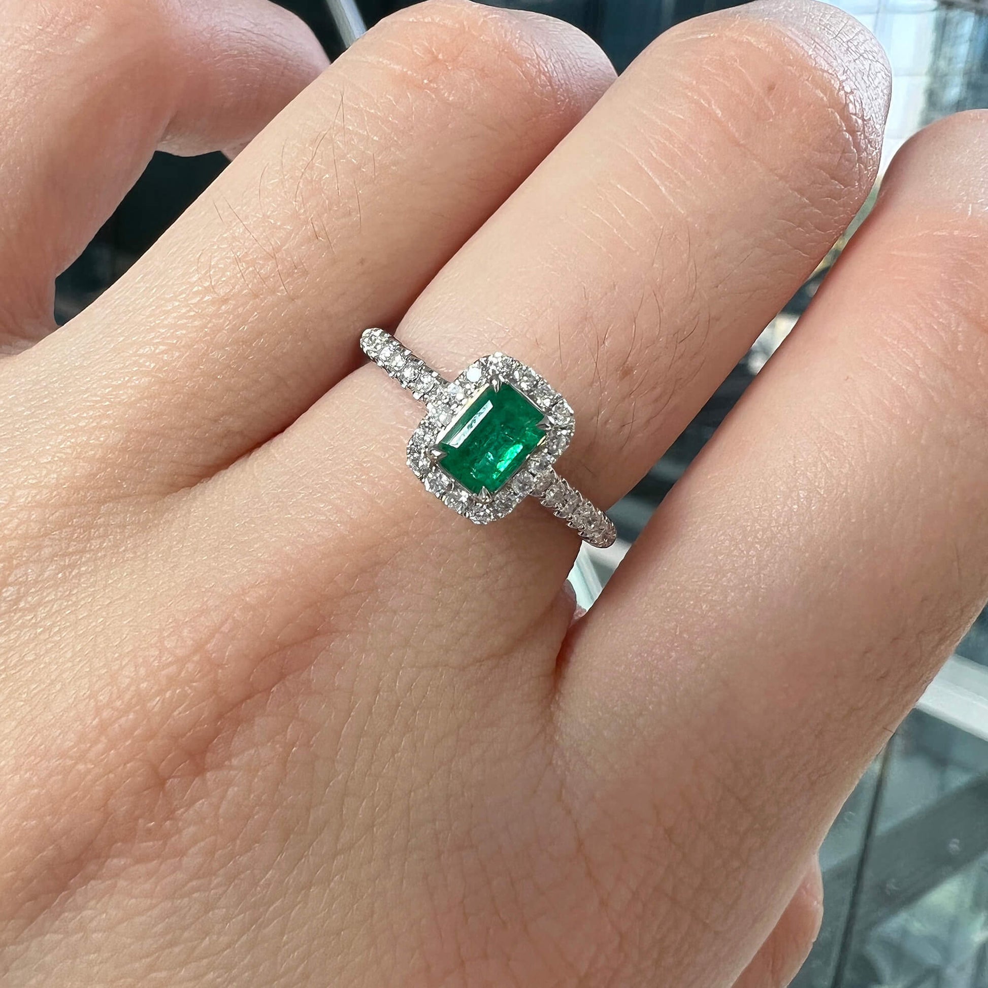 Vivid Green Emerald And Diamond Ring, 0.36 Ct. (0.62 Ct. TW), G2111260104