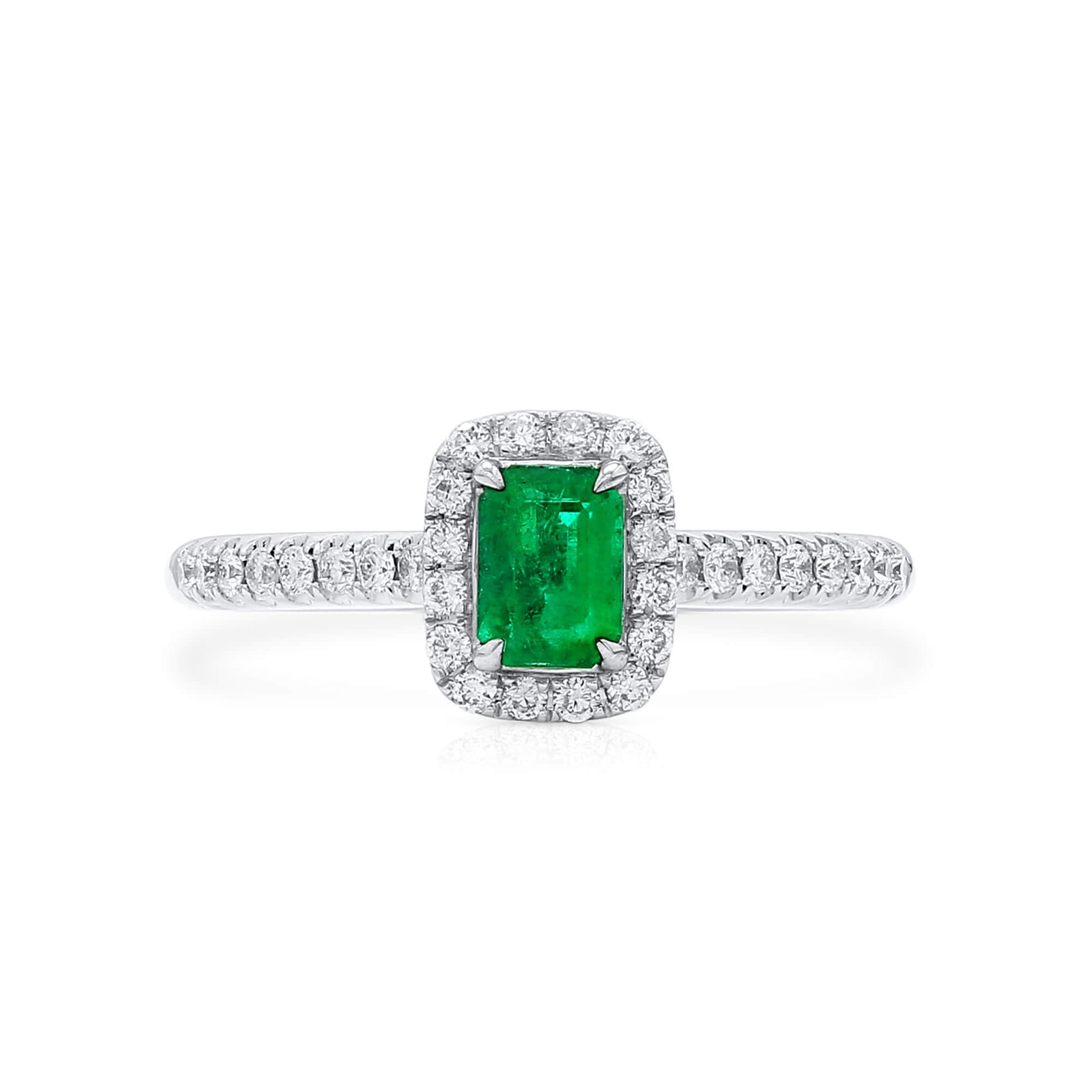 Vivid Green Emerald And Diamond Ring, 0.36 Ct. (0.62 Ct. TW), G2111260104