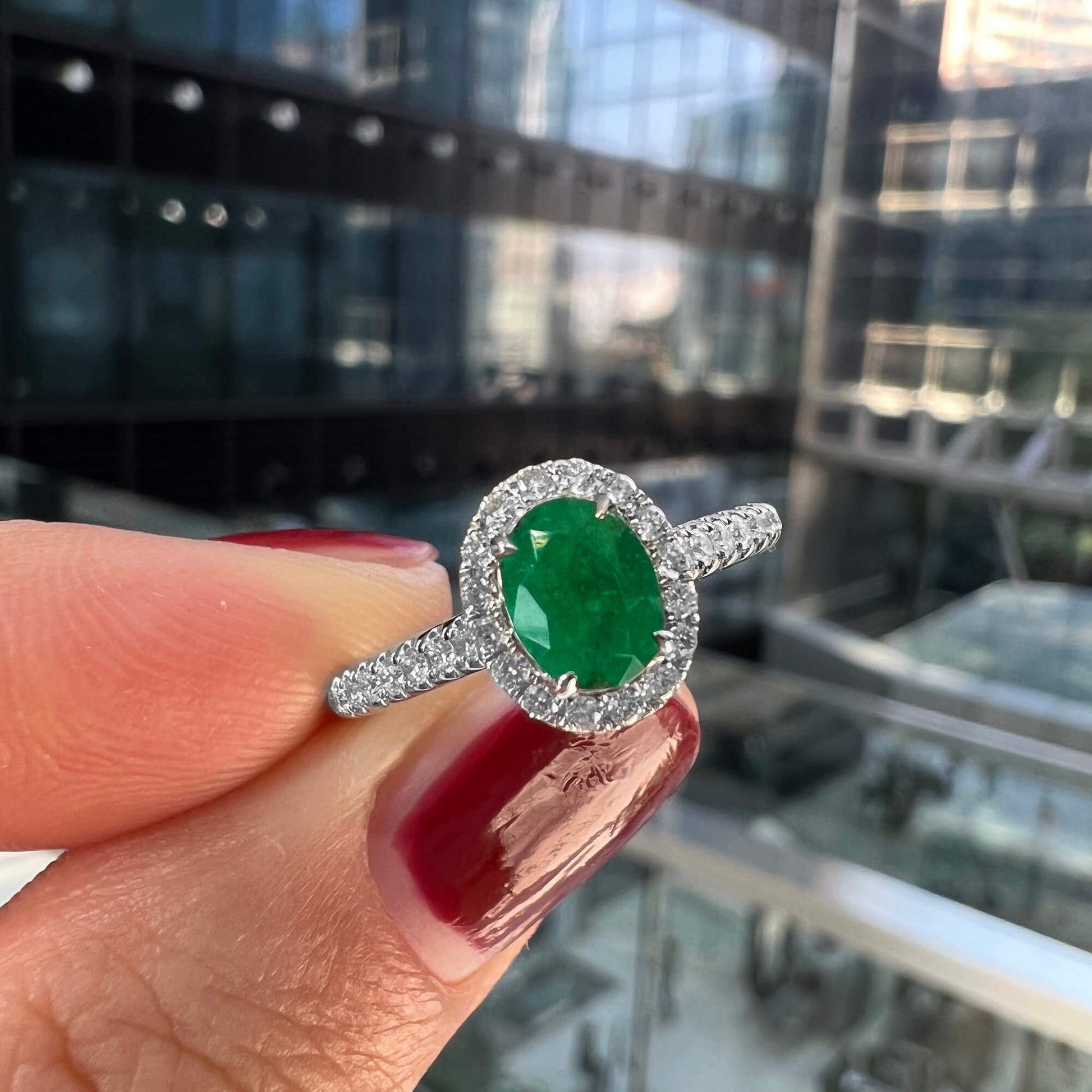 Vivid Green Emerald And Diamond Ring, 0.61 Ct. (0.87 Ct. TW), G2111260109