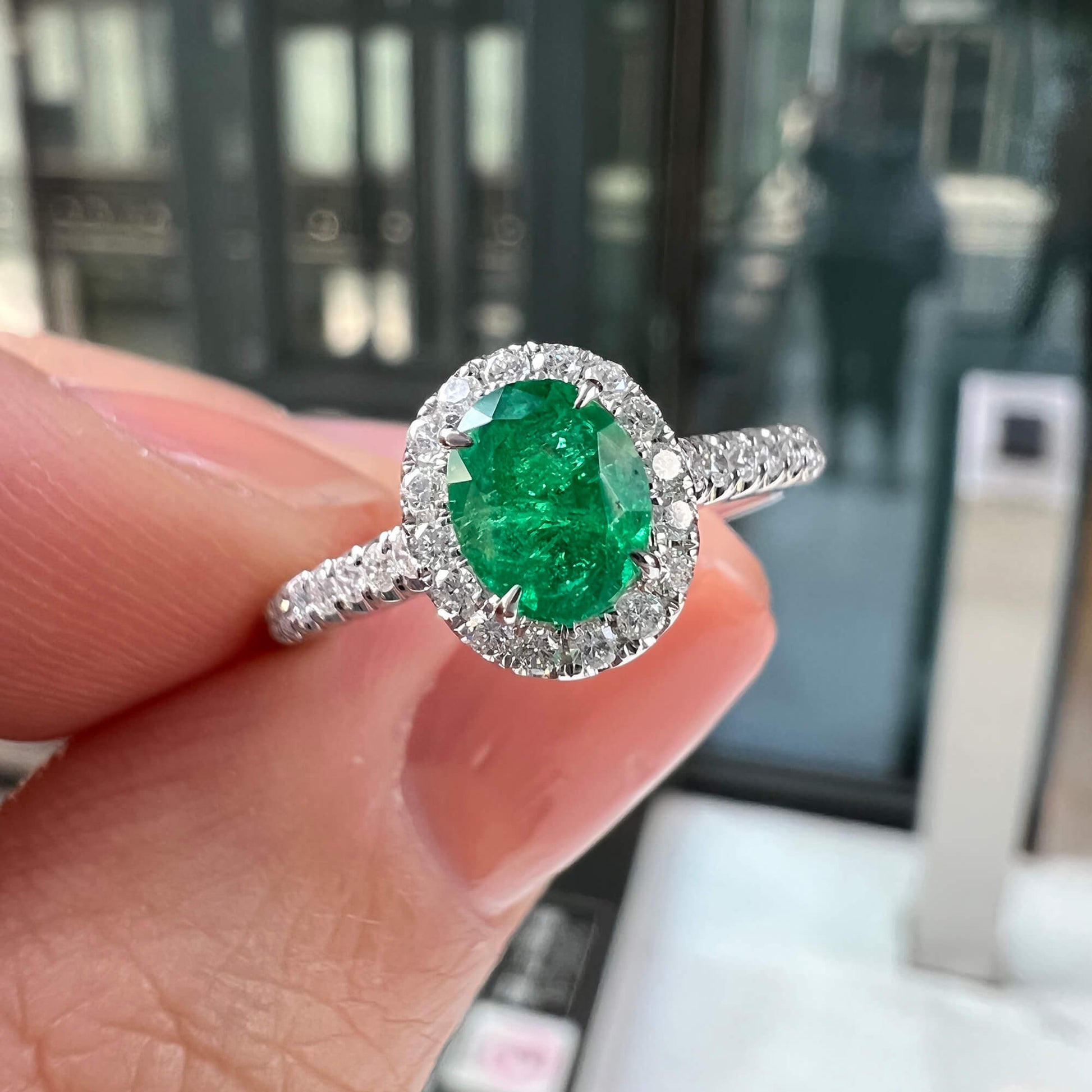 Vivid Green Emerald And Diamond Ring, 0.62 Ct. (0.87 Ct. TW), G2112020315