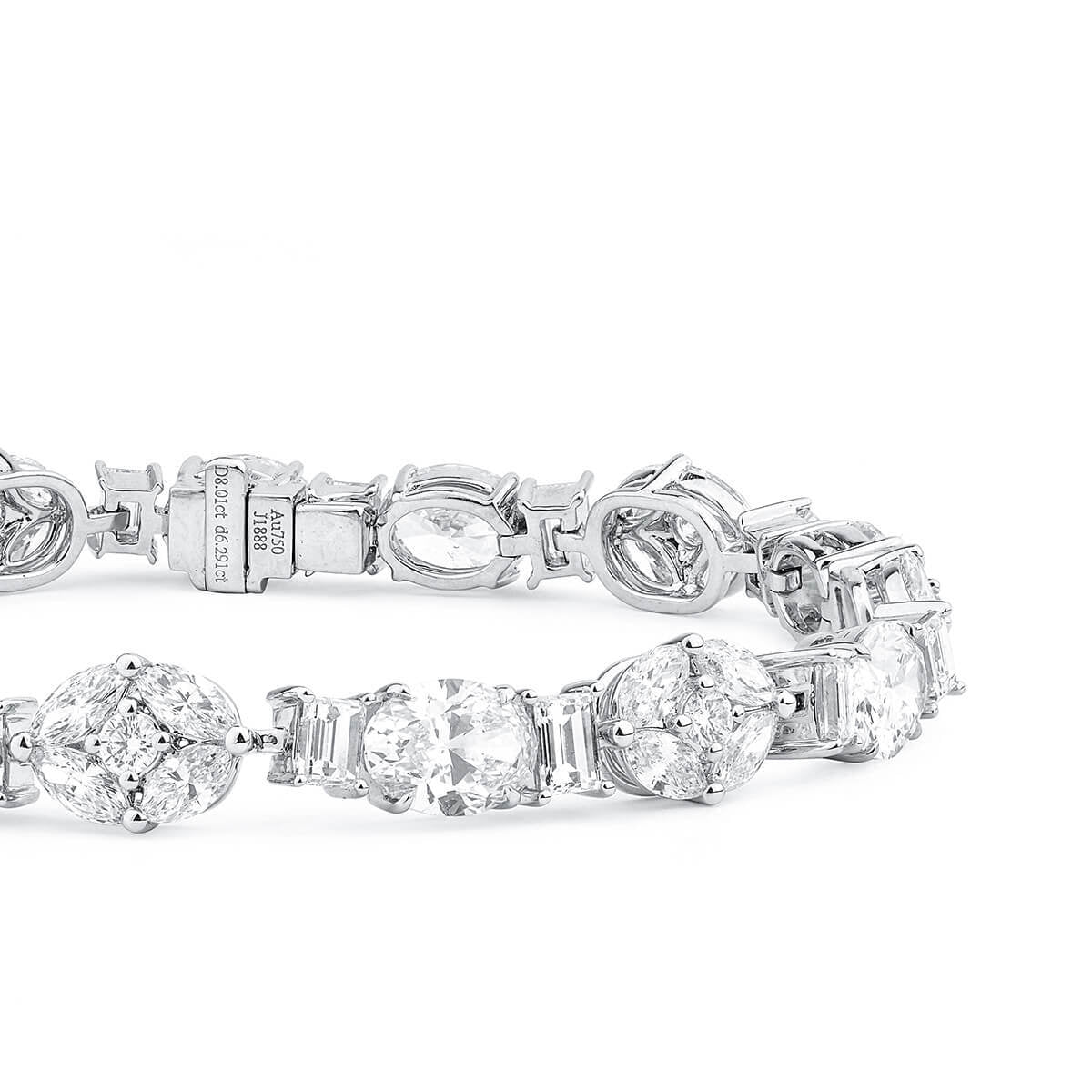 White Diamond Bracelet, 14.30 Ct. TW, Oval Shape, GIA Certified