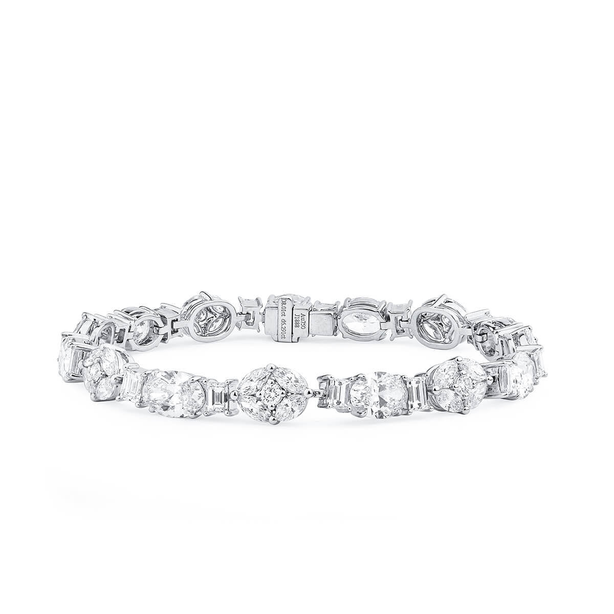 White Diamond Bracelet, 14.30 Ct. TW, Oval Shape, GIA Certified