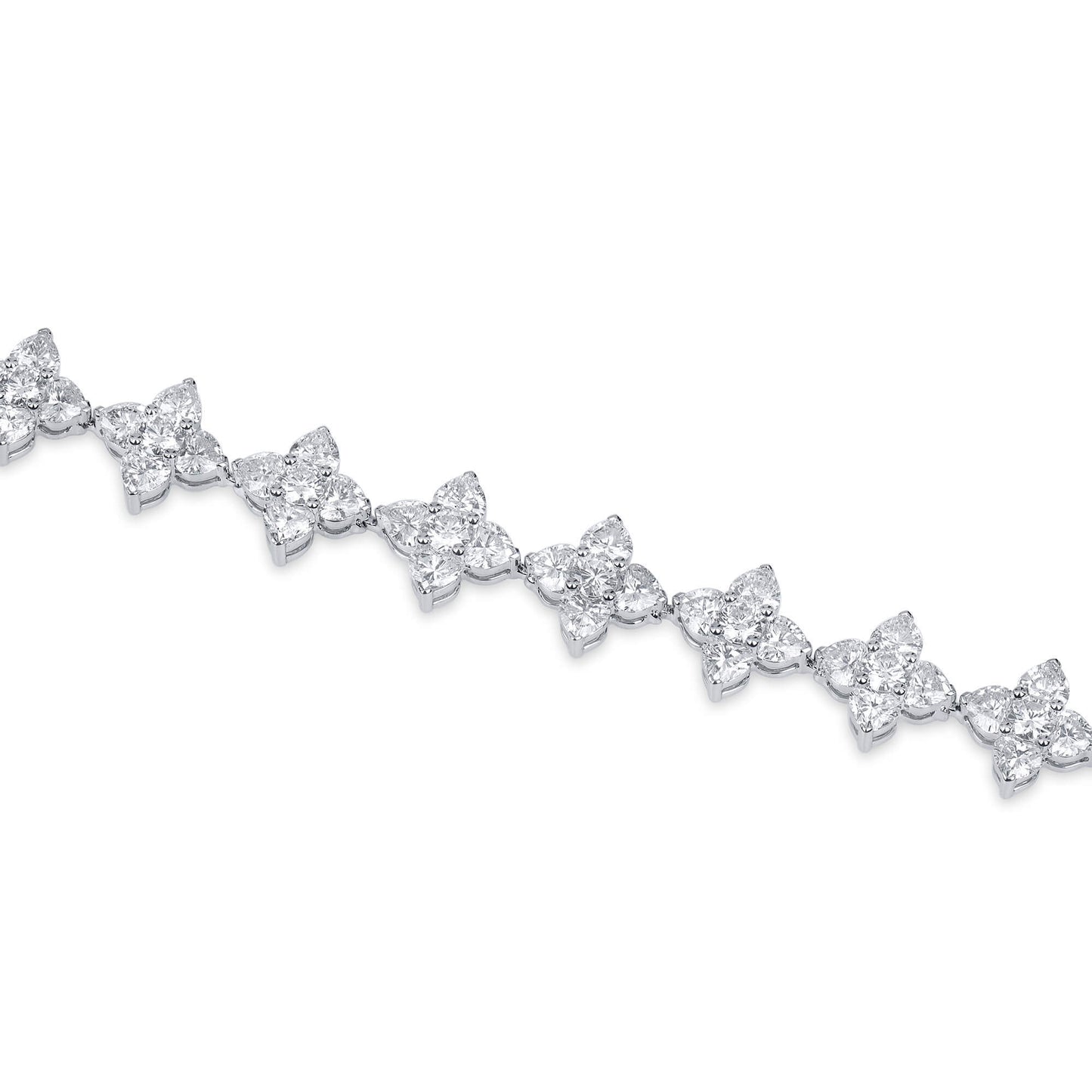 Natural Diamond Bracelet, 18K White Gold, Heart Shape, 9.56 Ct. TW