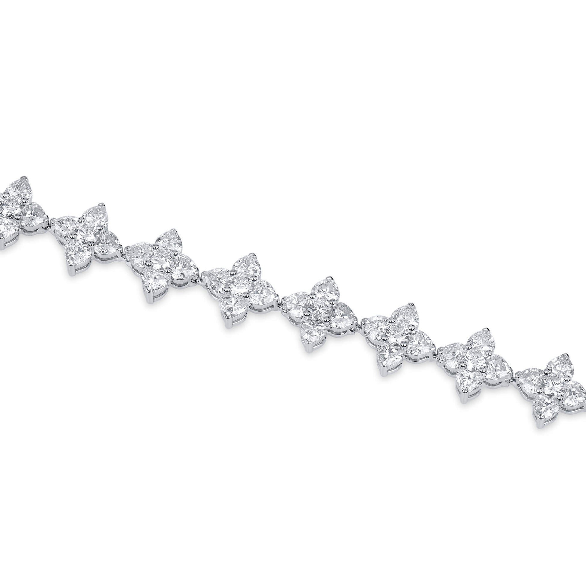 Natural Diamond Bracelet, 18K White Gold, Heart Shape, 9.56 Ct. TW