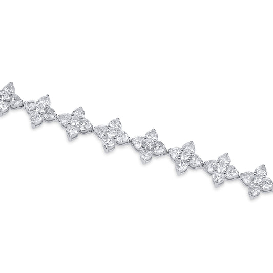 Natural Diamond Bracelet, 18K White Gold, Heart Shape, 9.56 Ct. TW