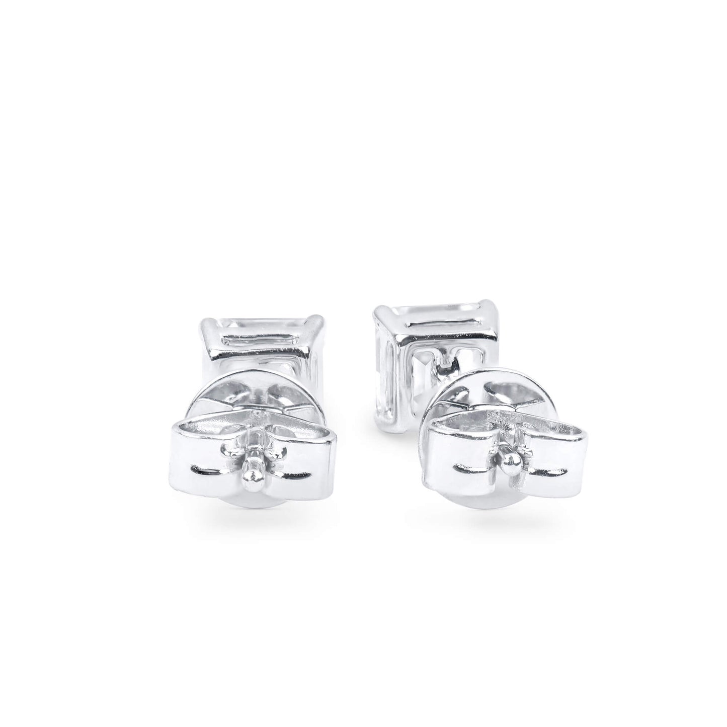 Natural Diamond Stud Earrings, 18K White Gold, Asscher Shape, 1.00 Ct. TW