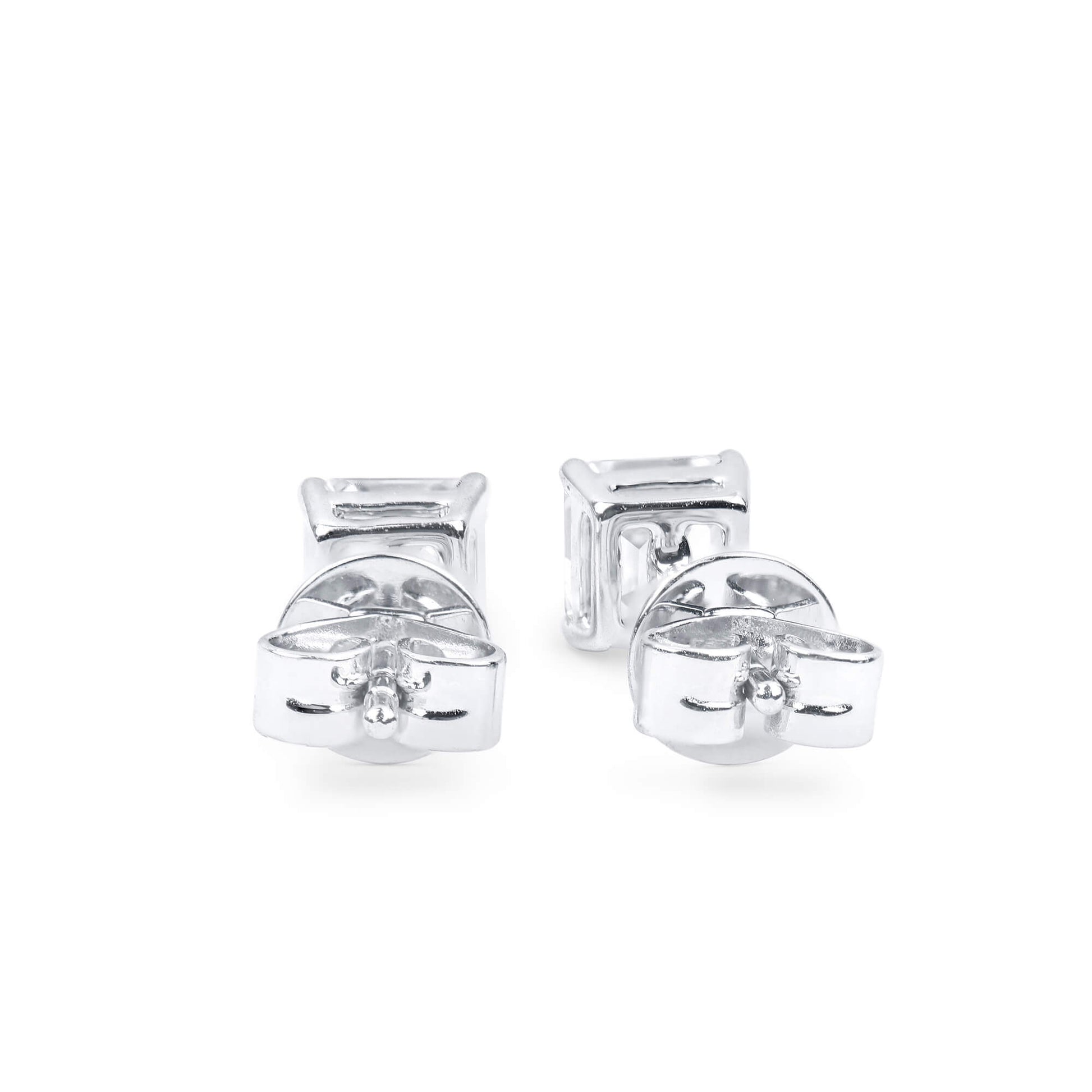 Natural Diamond Stud Earrings, 18K White Gold, Asscher Shape, 1.00 Ct. TW