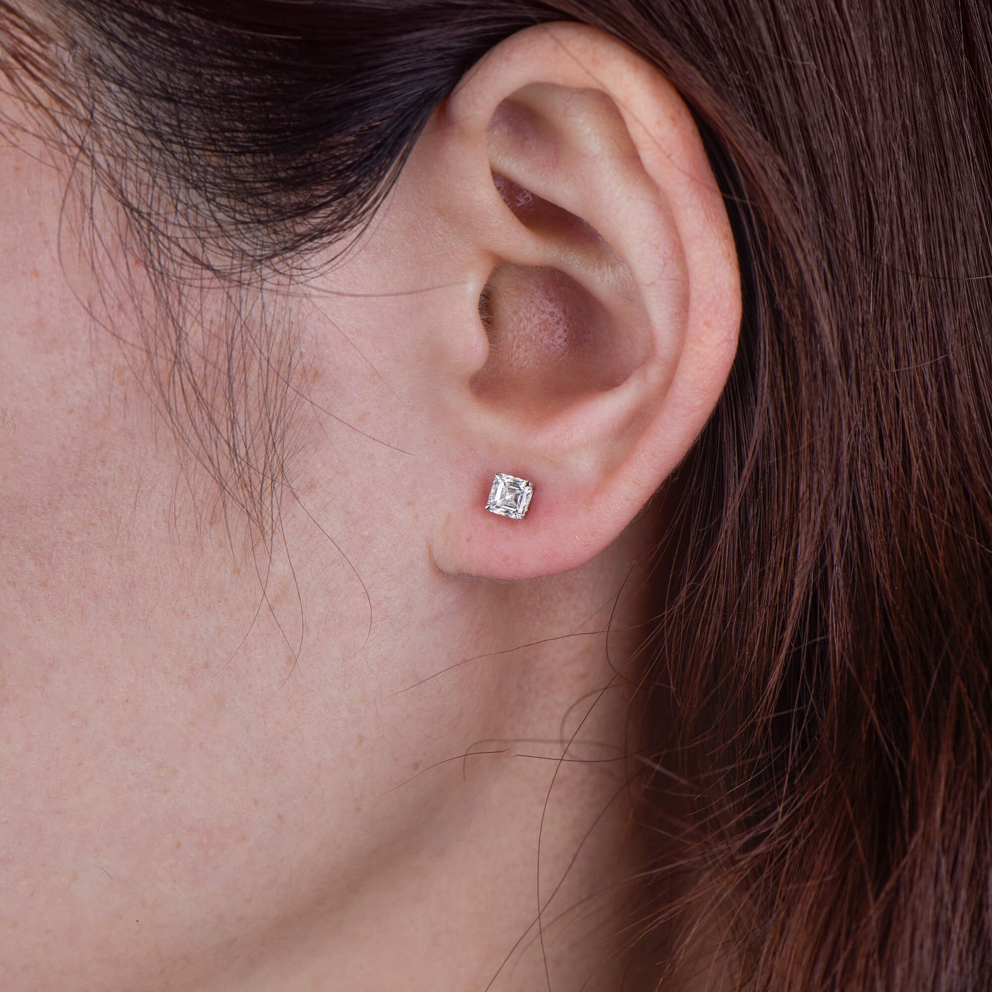 Natural Diamond Stud Earrings, 18K White Gold, Asscher Shape, 1.00 Ct. TW