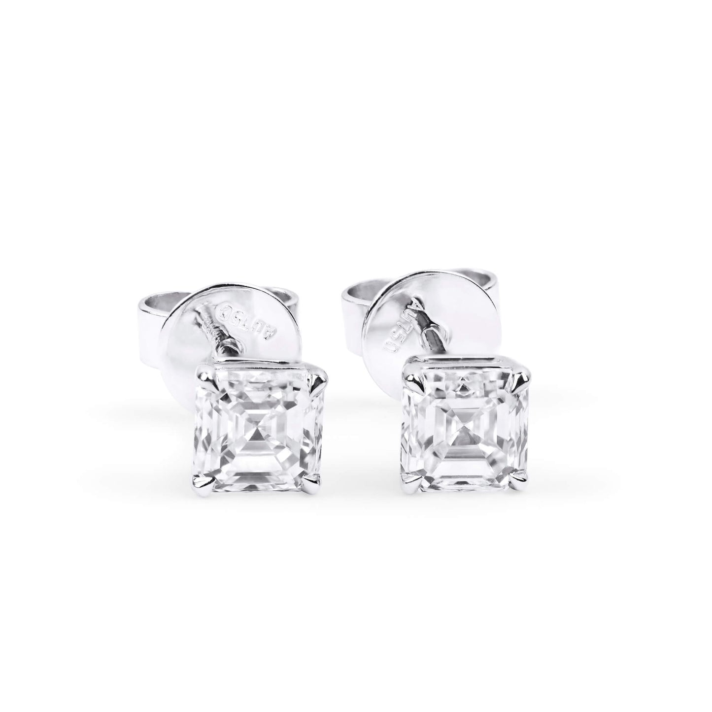 Natural Diamond Stud Earrings, 18K White Gold, Asscher Shape, 1.00 Ct. TW