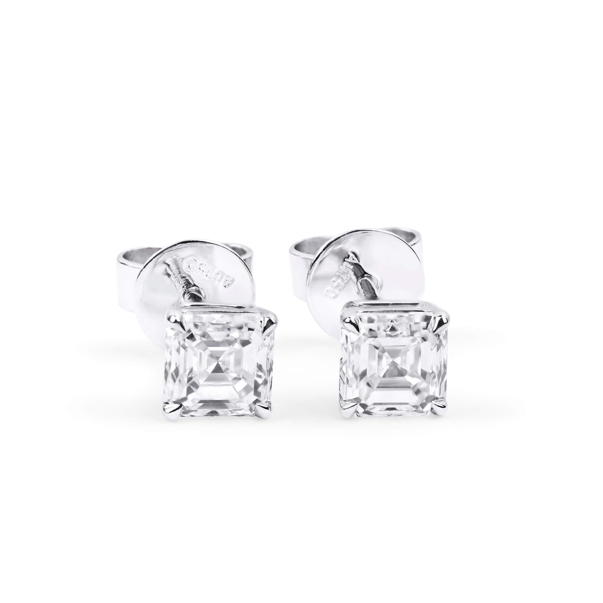 Natural Diamond Stud Earrings, 18K White Gold, Asscher Shape, 1.00 Ct. TW