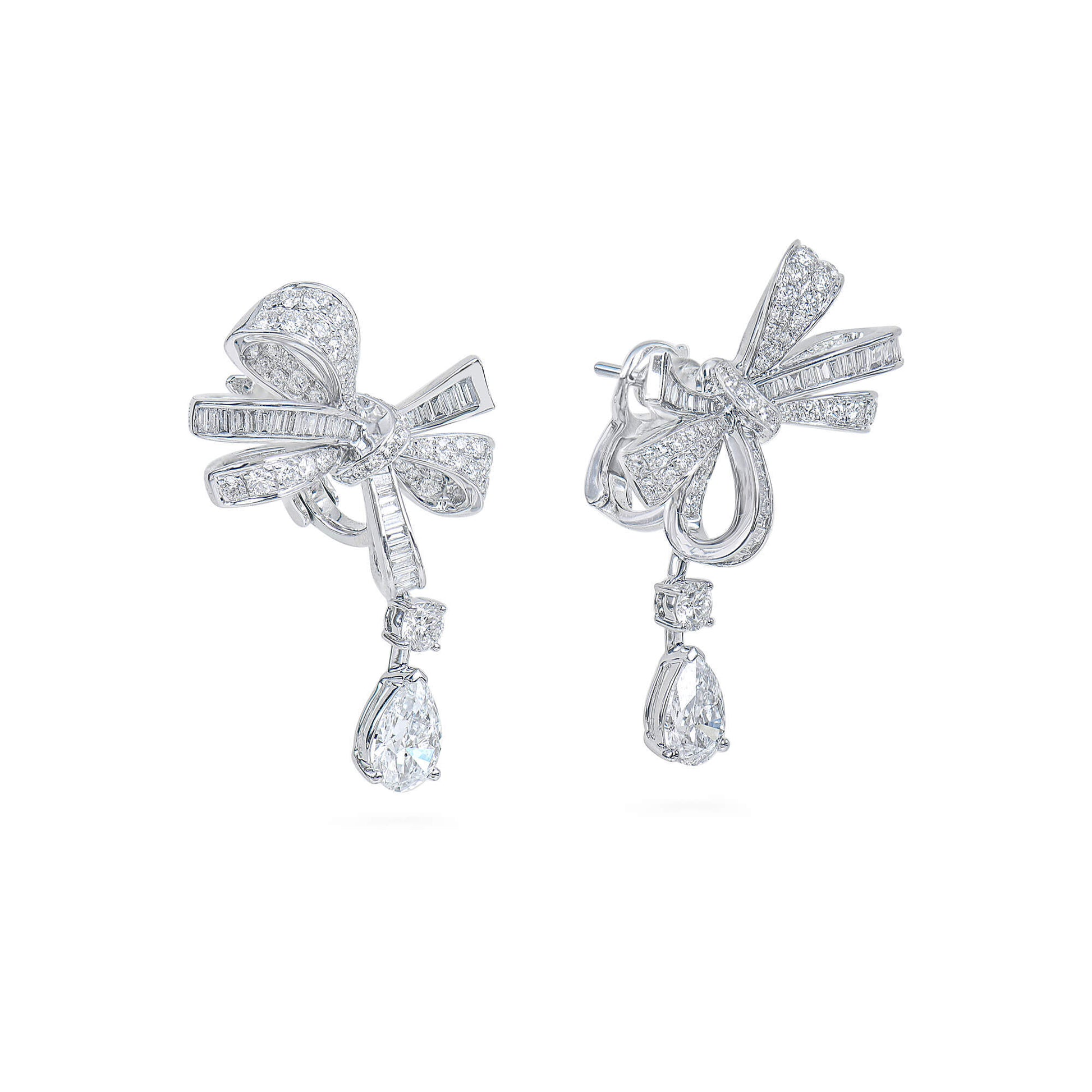 Natural Diamond Bow Drop Earrings, 2.36 Ct. TW, GIA Certified