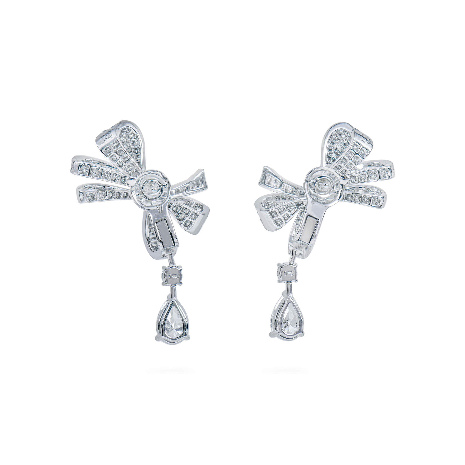 Natural Diamond Bow Drop Earrings, 2.36 Ct. TW, GIA Certified