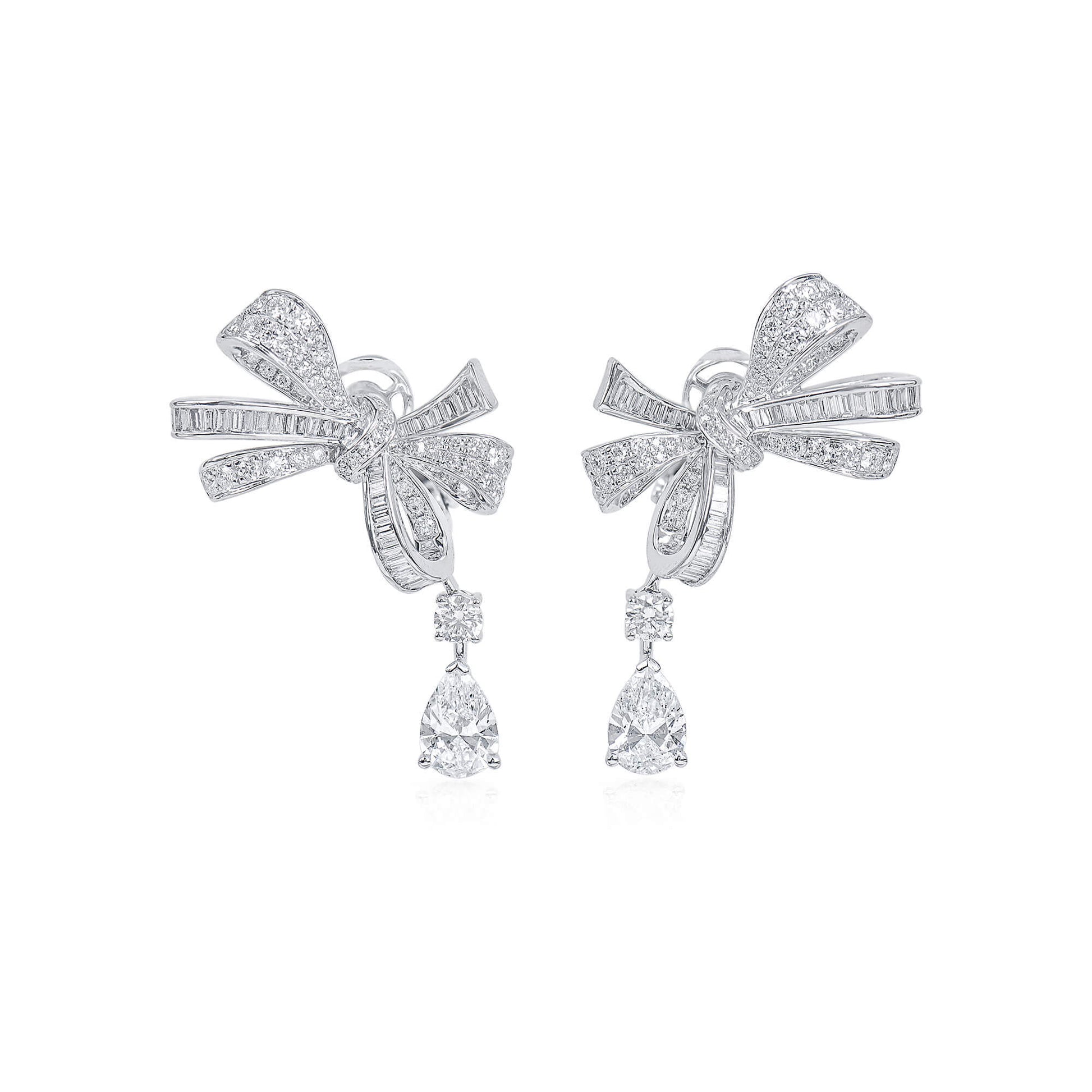 White Diamond Earrings, 2.36 Ct. TW, Pear Shape, GIA Certified