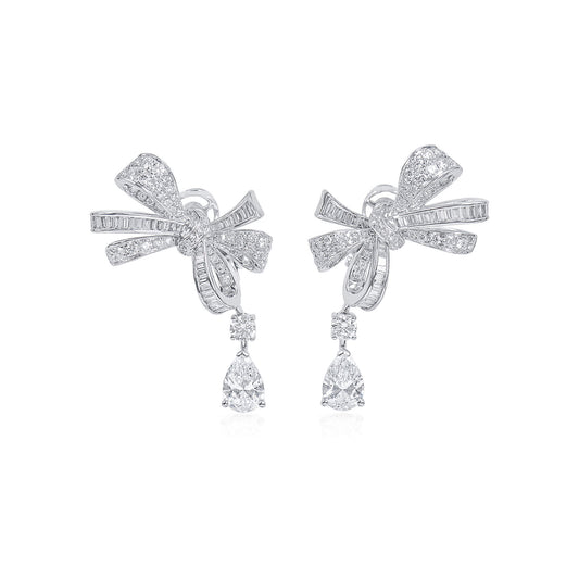 White Diamond Earrings, 2.36 Ct. TW, Pear Shape, GIA Certified