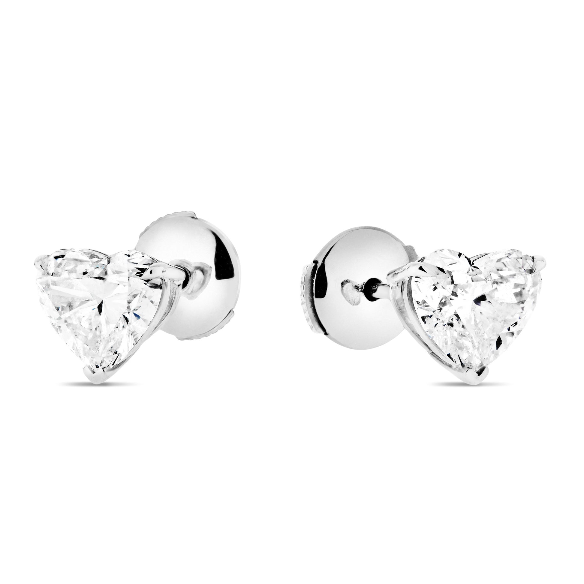 White Diamond Earrings, 3.00 Ct. TW, Heart Shape, GIA Certified
