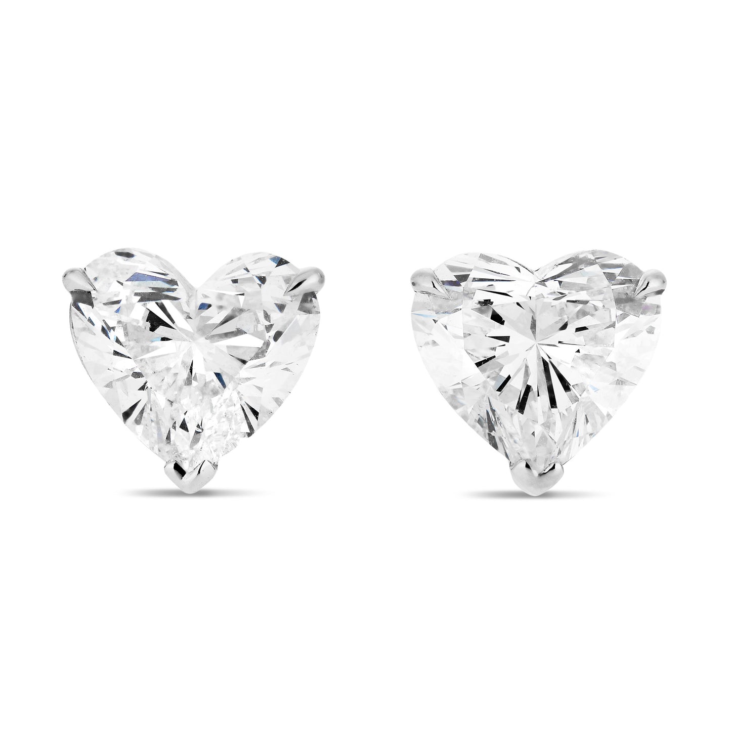 White Diamond Earrings, 3.00 Ct. TW, Heart Shape, GIA Certified
