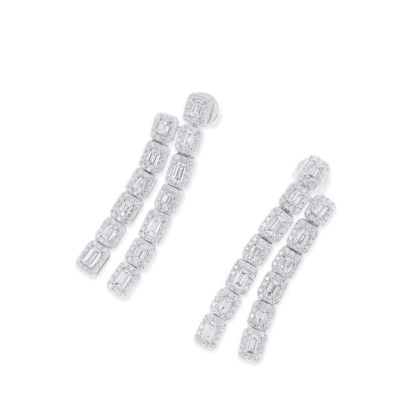 White Diamond Earrings, 3.25 Ct. TW, Baguette shape