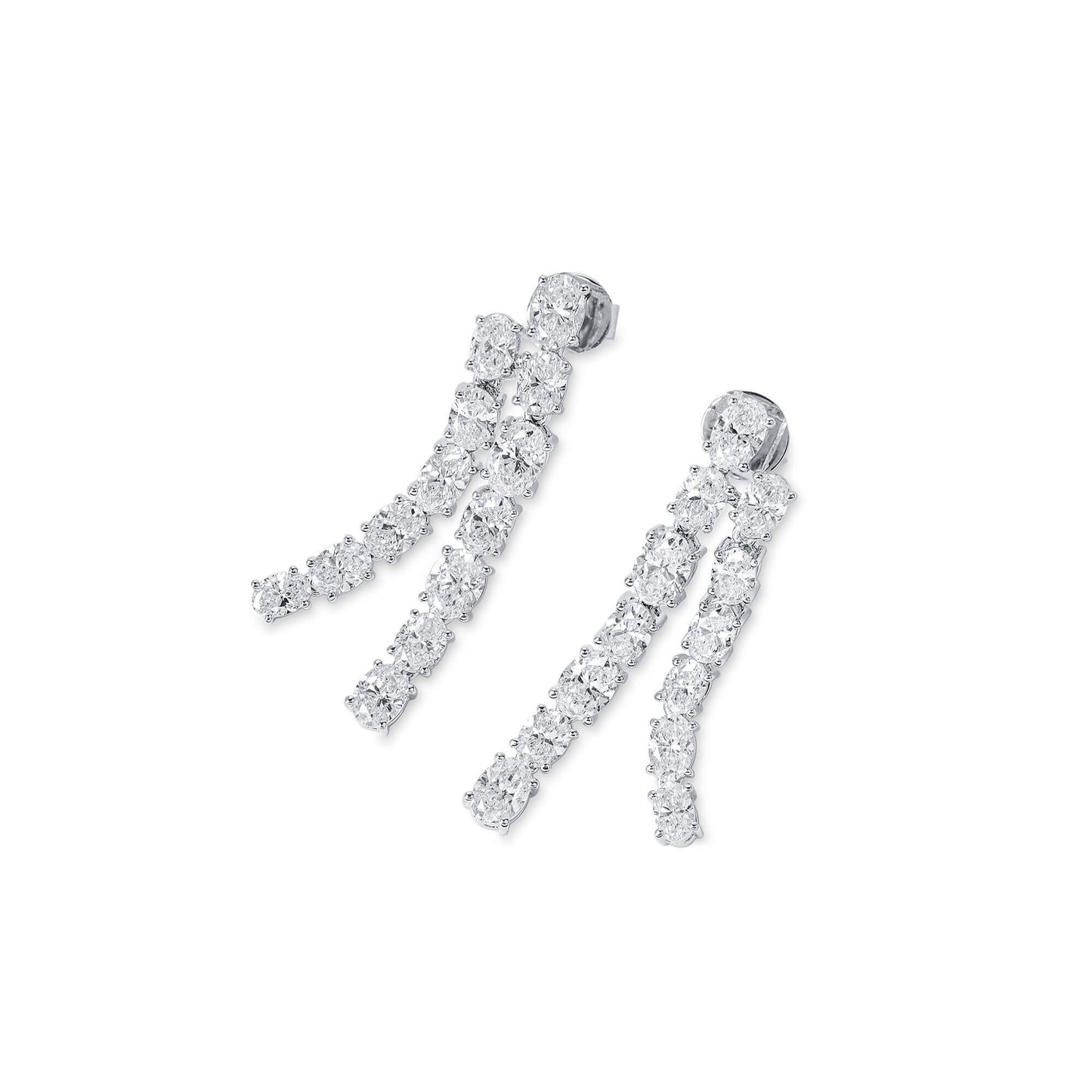 White Diamond Earrings, 5.18 Ct. TW, Oval shape