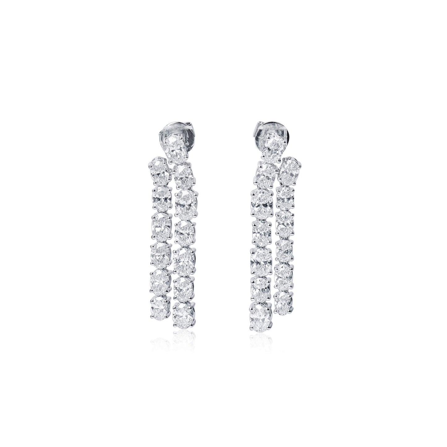 White Diamond Earrings, 5.18 Ct. TW, Oval shape