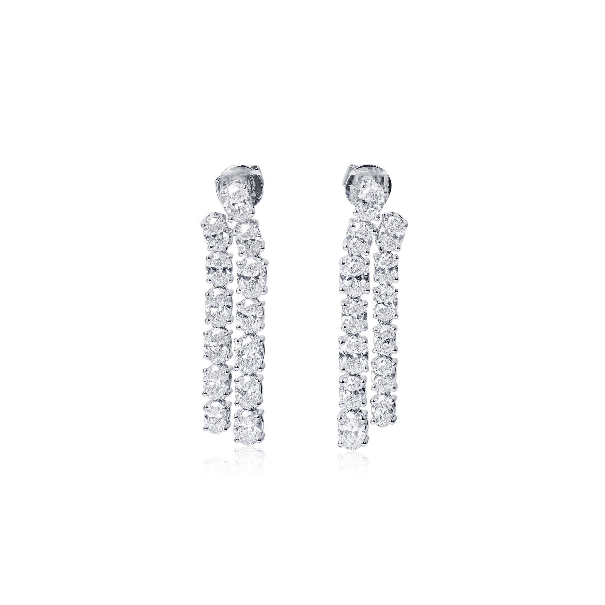 White Diamond Earrings, 5.18 Ct. TW, Oval shape