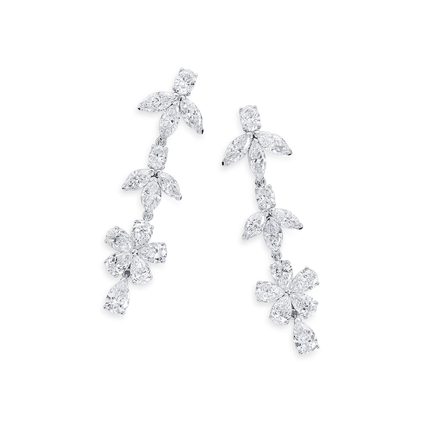 White Diamond Earrings, 5.92 Ct. TW, MIX shape