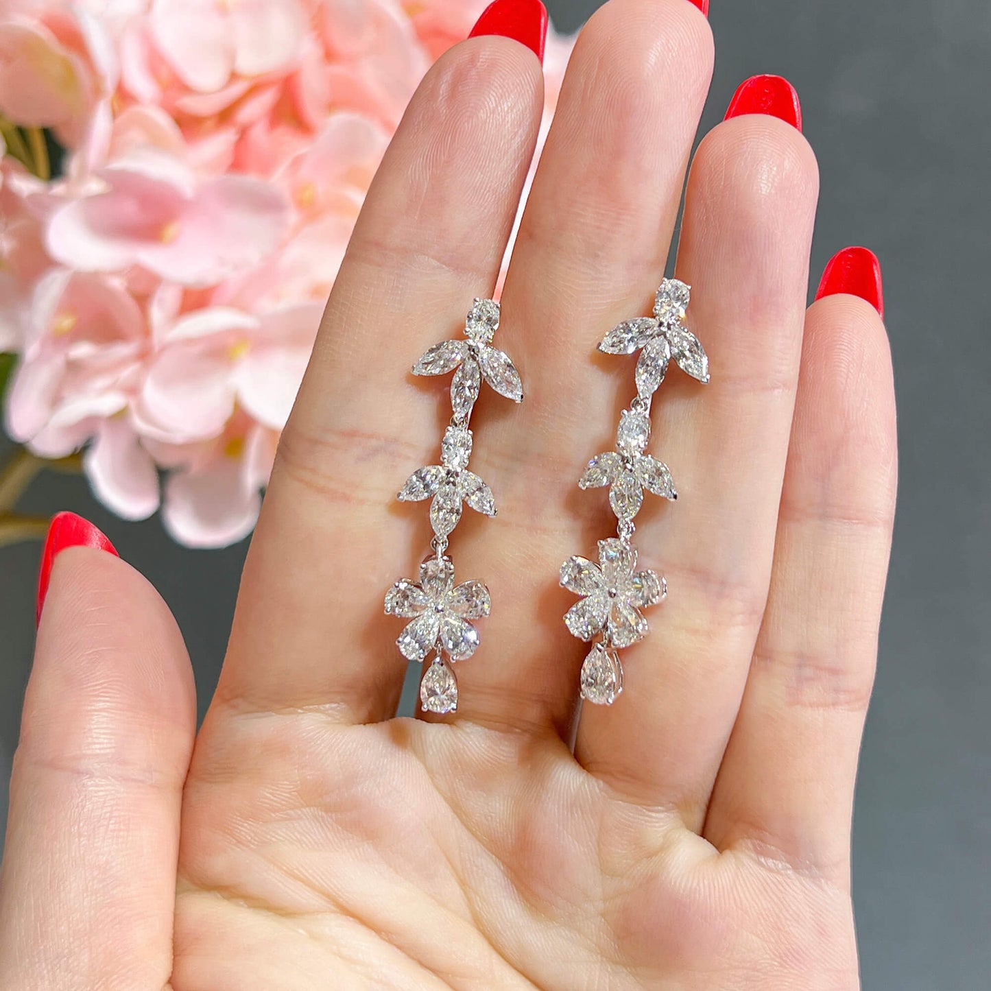 White Diamond Earrings, 5.92 Ct. TW, MIX shape