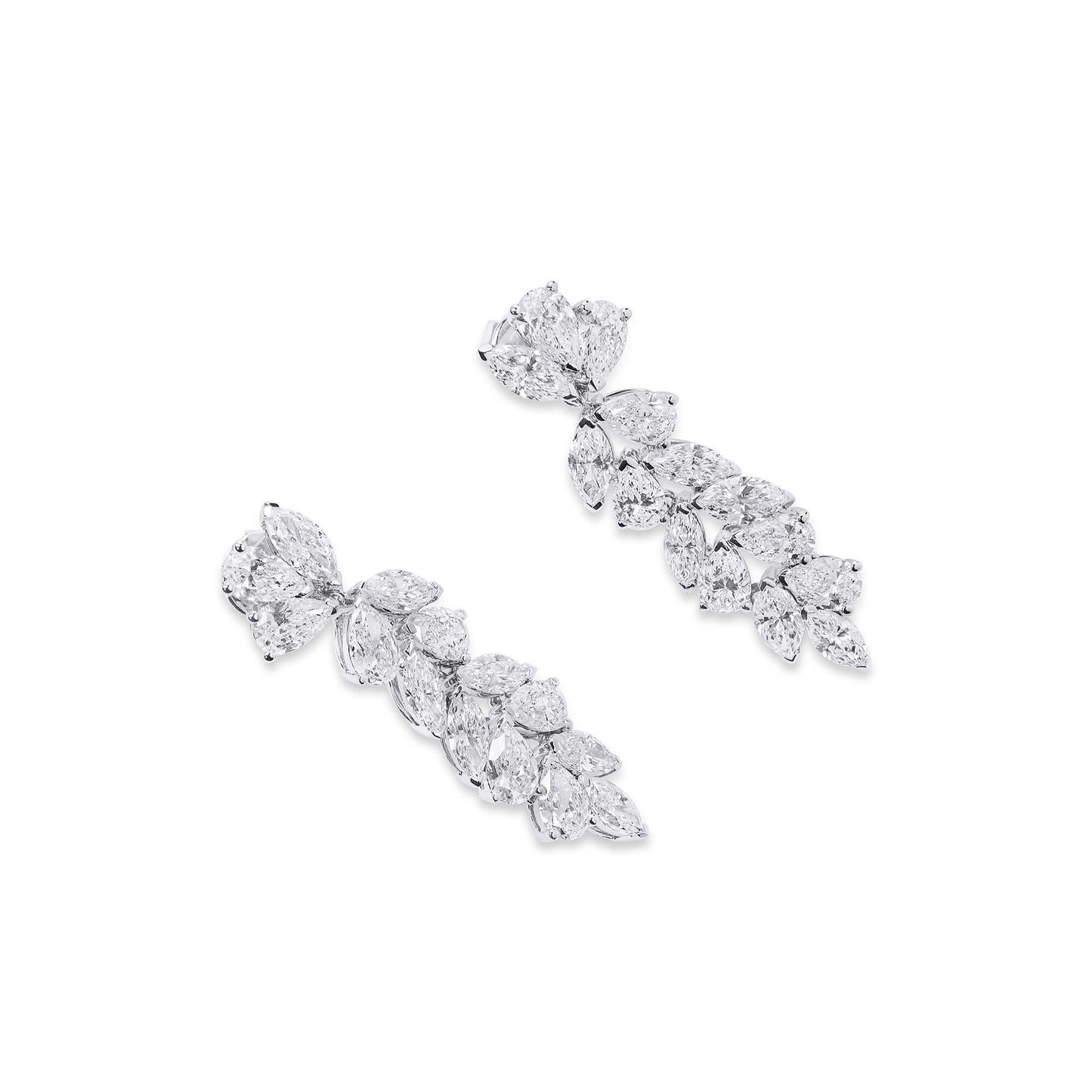 Natural Diamond Drop Earrings, 18K White Gold, Pear Shape, 6.28 Ct. TW