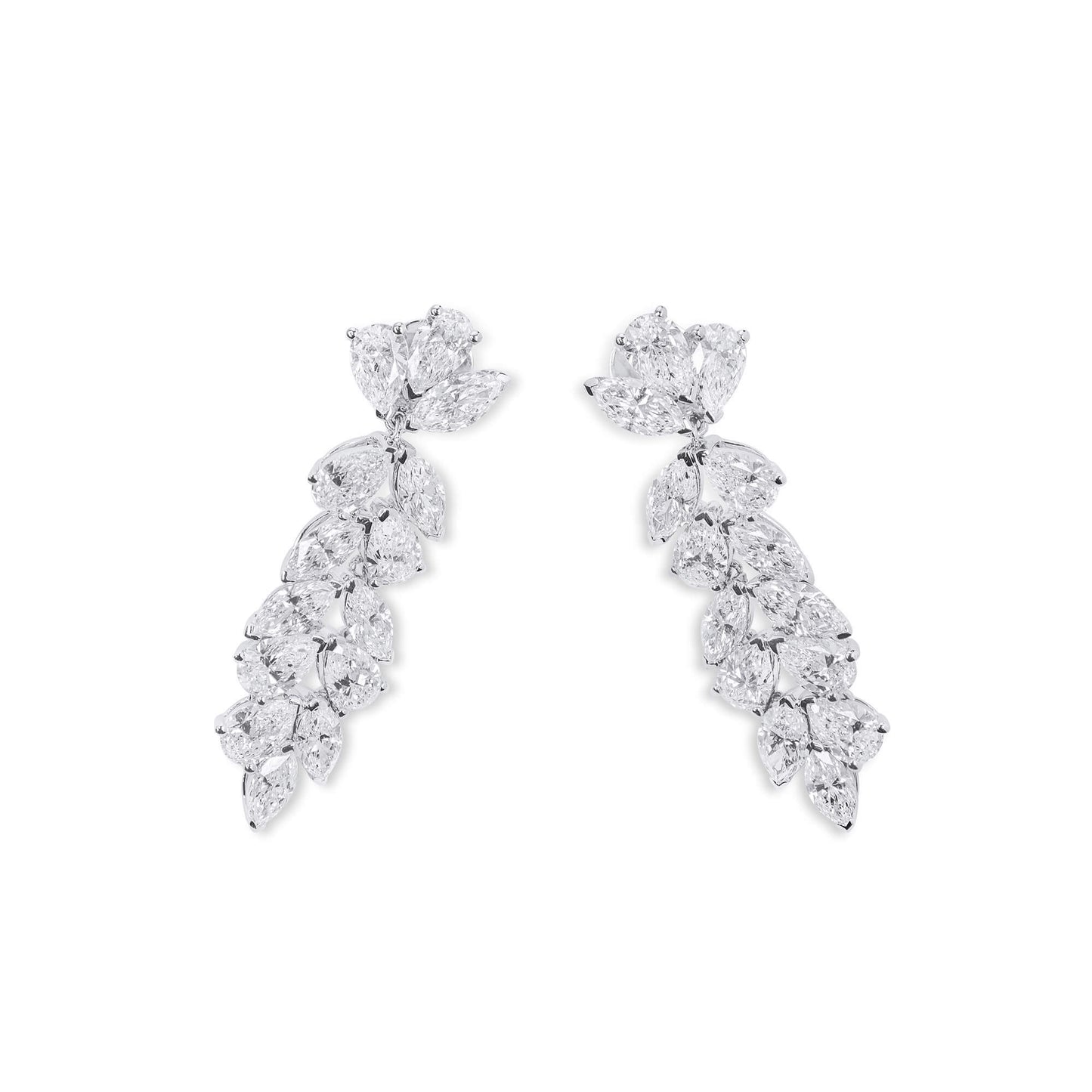 Natural Diamond Drop Earrings, 18K White Gold, Pear Shape, 6.28 Ct. TW