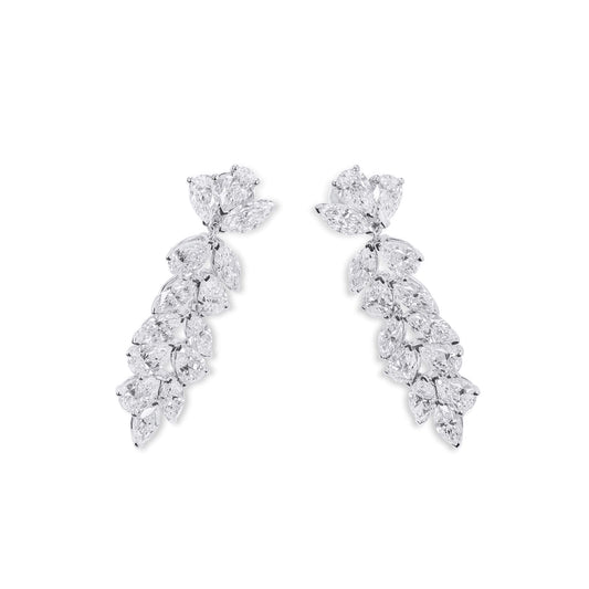 Natural Diamond Drop Earrings, 18K White Gold, Pear Shape, 6.28 Ct. TW