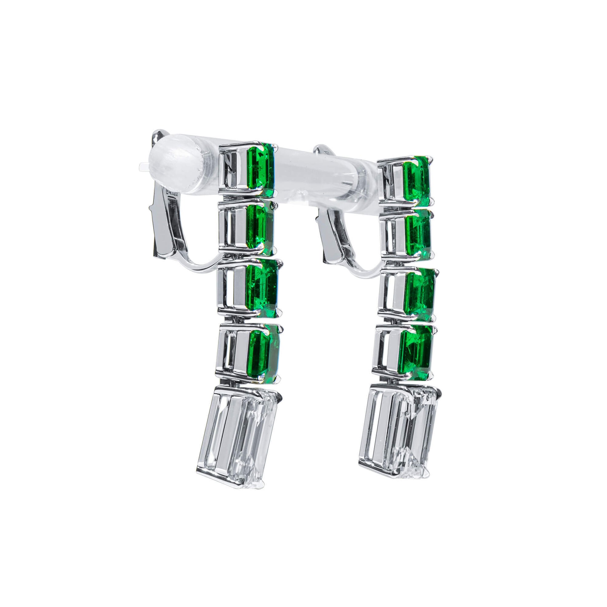 White Diamond Earrings, 8.04 Ct. TW, Emerald Shape, GIA Certified