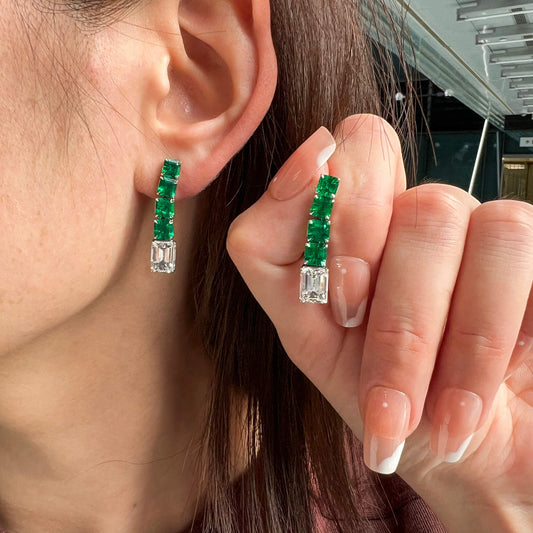 White Diamond Earrings, 8.04 Ct. TW, Emerald Shape, GIA Certified