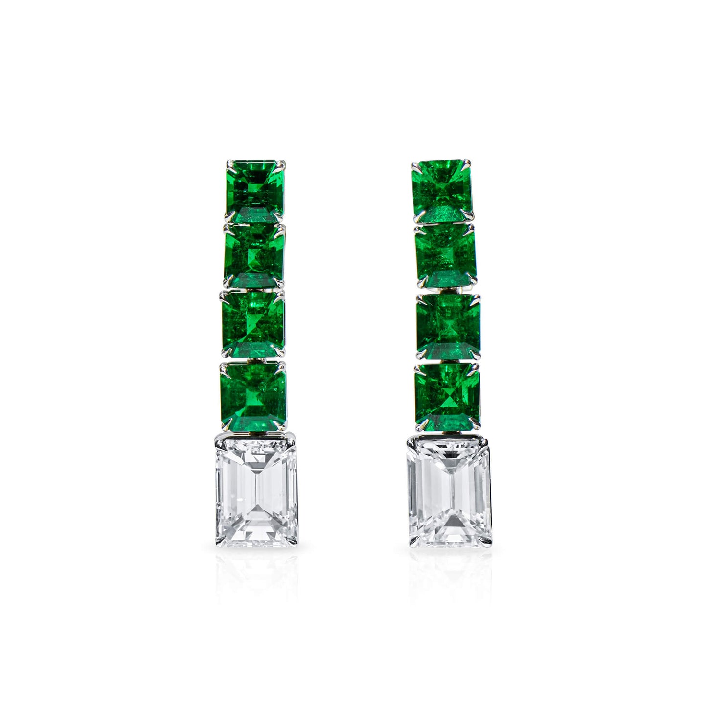 White Diamond Earrings, 8.04 Ct. TW, Emerald Shape, GIA Certified