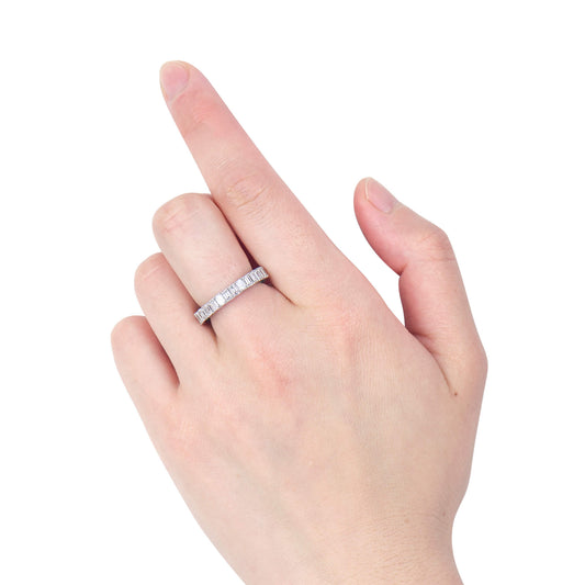 White Diamond & Emerald Eternity Band Ring, 3.03 Ct. (5.37 Ct. TW), Emerald Shape