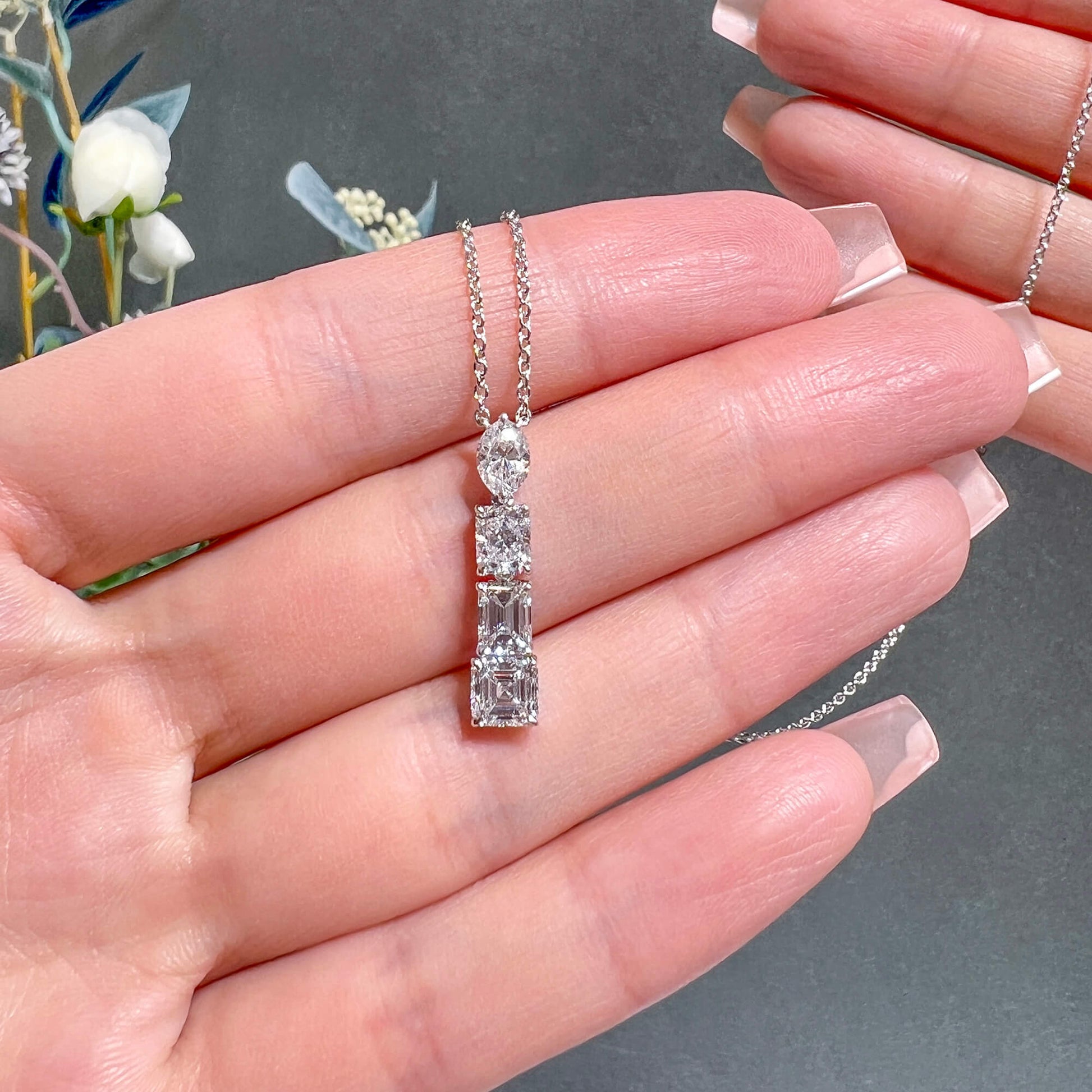 White Diamond Pendant, 2.15 Ct. TW, Asscher Shape, GIA Certified