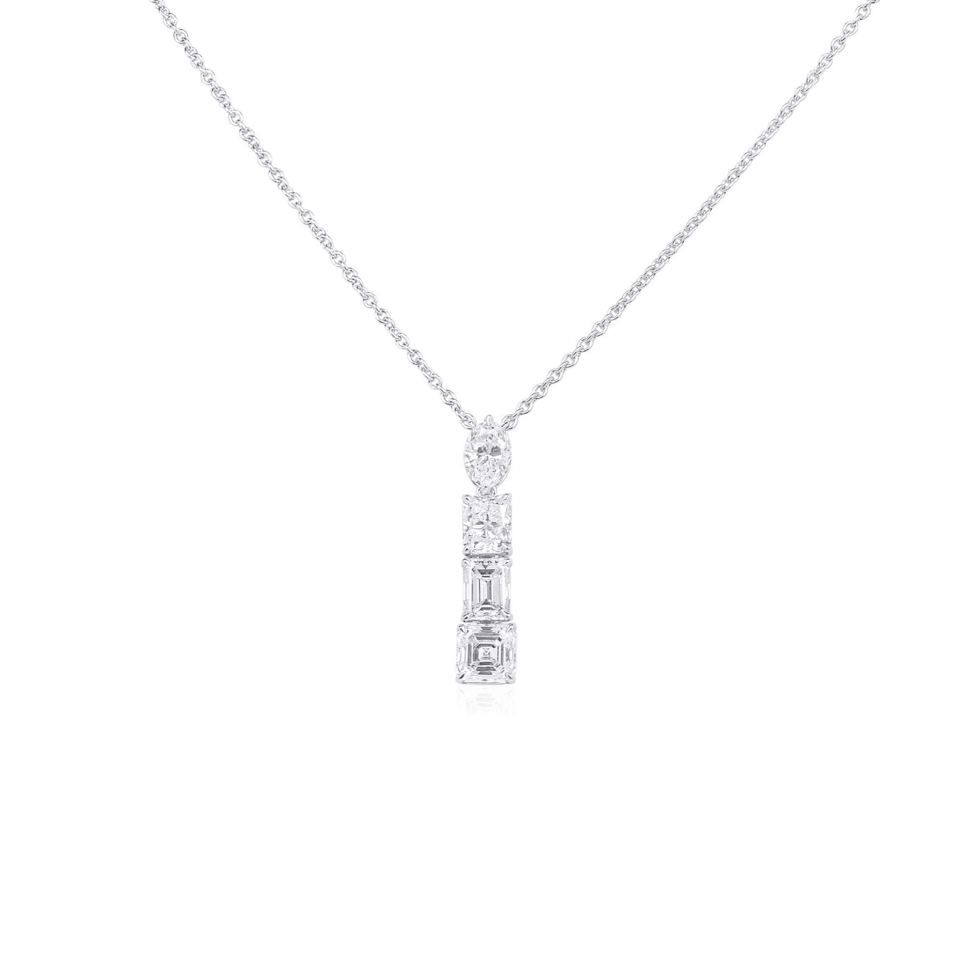 White Diamond Pendant, 2.15 Ct. TW, Asscher Shape, GIA Certified