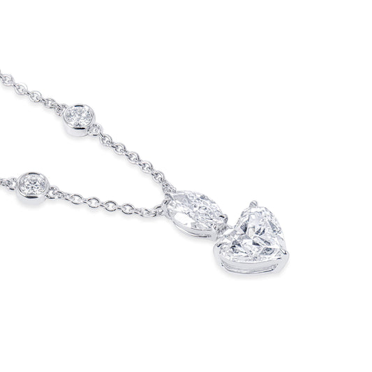 White Diamond Pendant, 2.52 Ct. TW, Heart Shape, GIA Certified