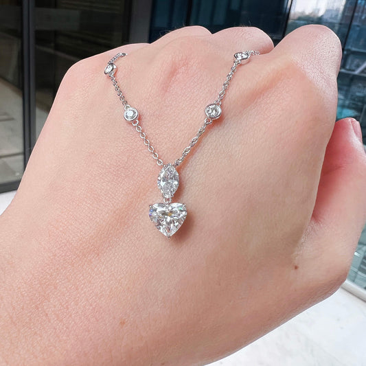 White Diamond Pendant, 2.52 Ct. TW, Heart Shape, GIA Certified