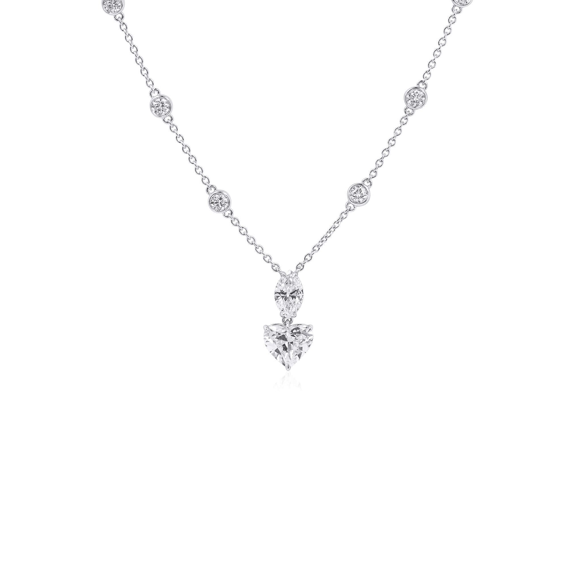 白钻石吊坠，2.52 克拉，总重，心形，GIA 认证