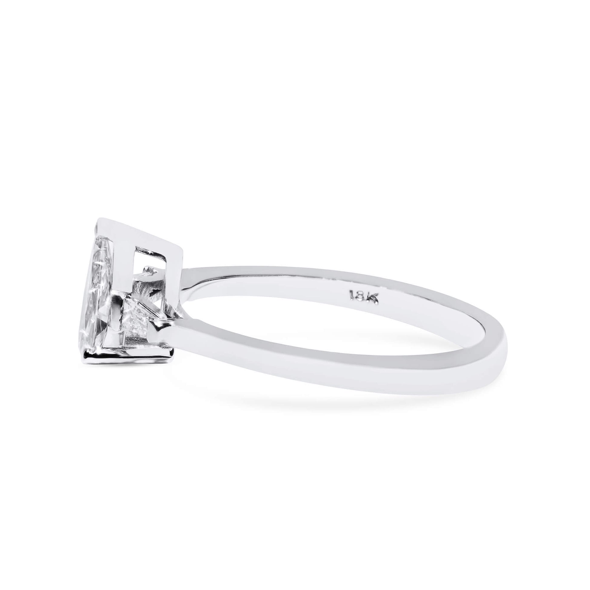 White Diamond Ring, 0.62 Ct. TW, Pear Shape, GIA Certified