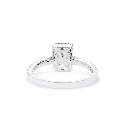 White Diamond Ring, 2.29 Ct. TW, Emerald Shape, GIA Certified