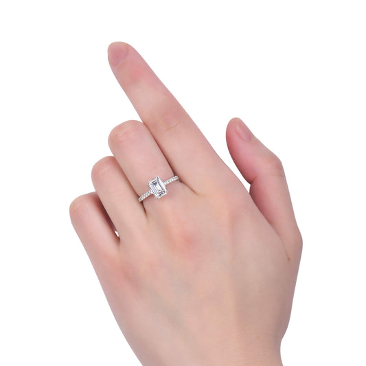 White Diamond Ring, 2.29 Ct. TW, Emerald Shape, GIA Certified