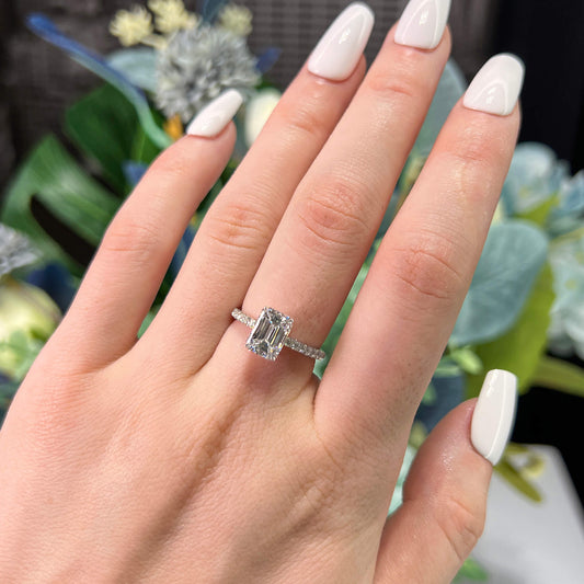 White Diamond Ring, 2.29 Ct. TW, Emerald Shape, GIA Certified