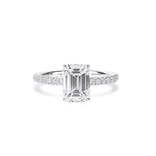 White Diamond Ring, 2.29 Ct. TW, Emerald Shape, GIA Certified