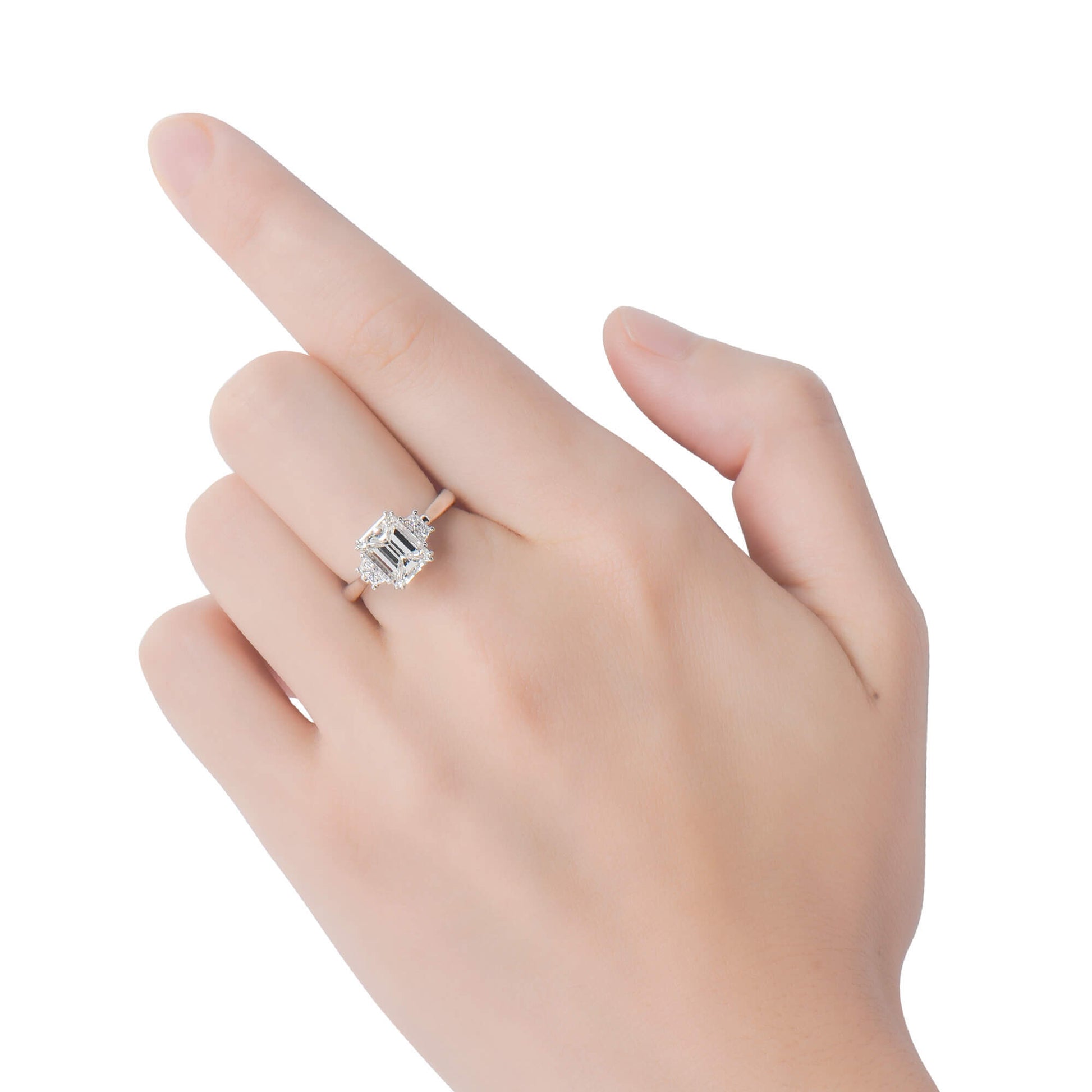 White Diamond Ring, 2.32 Ct. TW, Emerald Shape, GIA Certified
