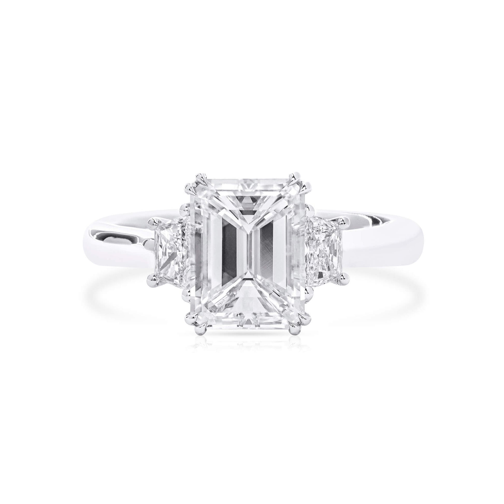 White Diamond Ring, 2.32 Ct. TW, Emerald Shape, GIA Certified