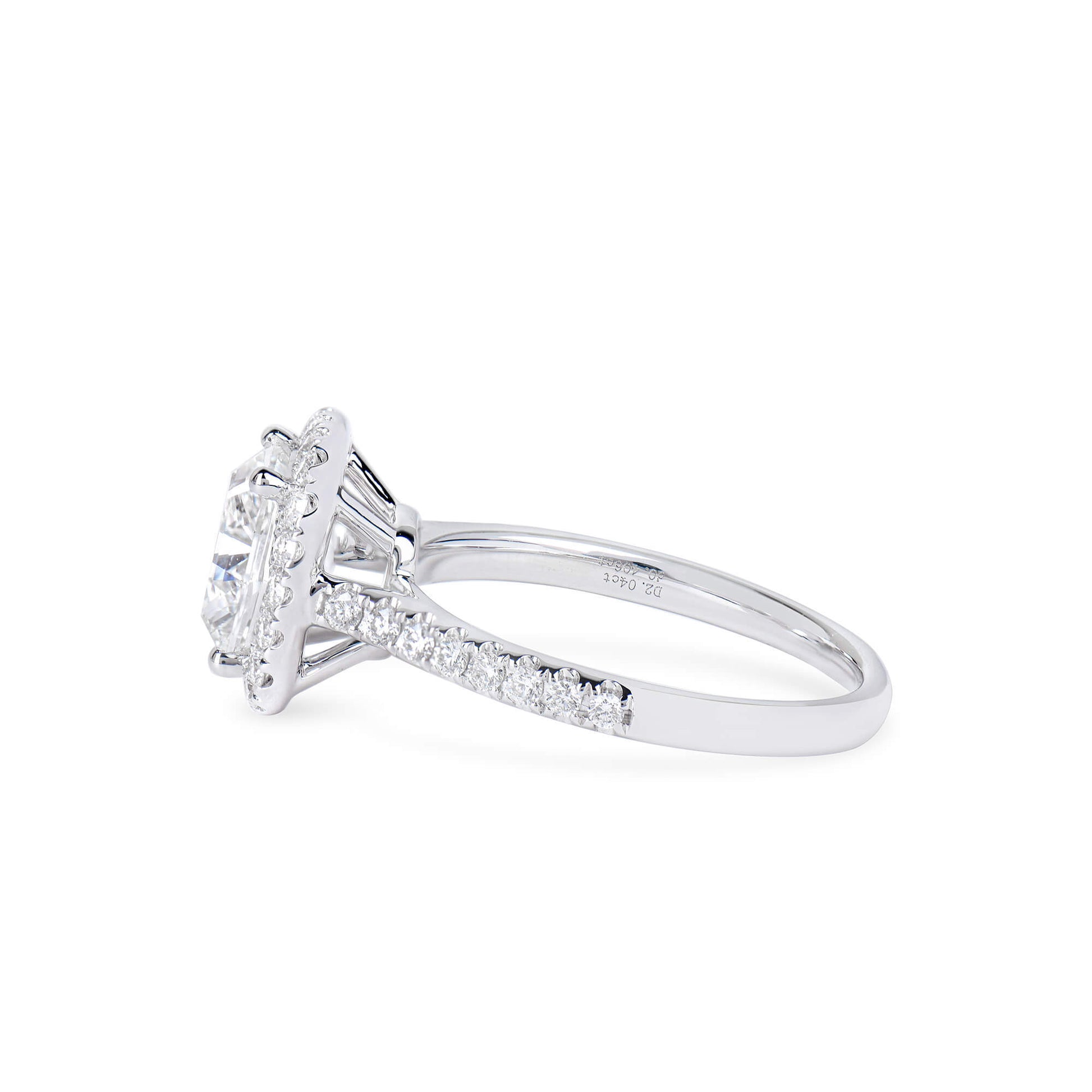 White Diamond Ring, 2.45 Ct. TW, Cushion Shape, GIA Certified