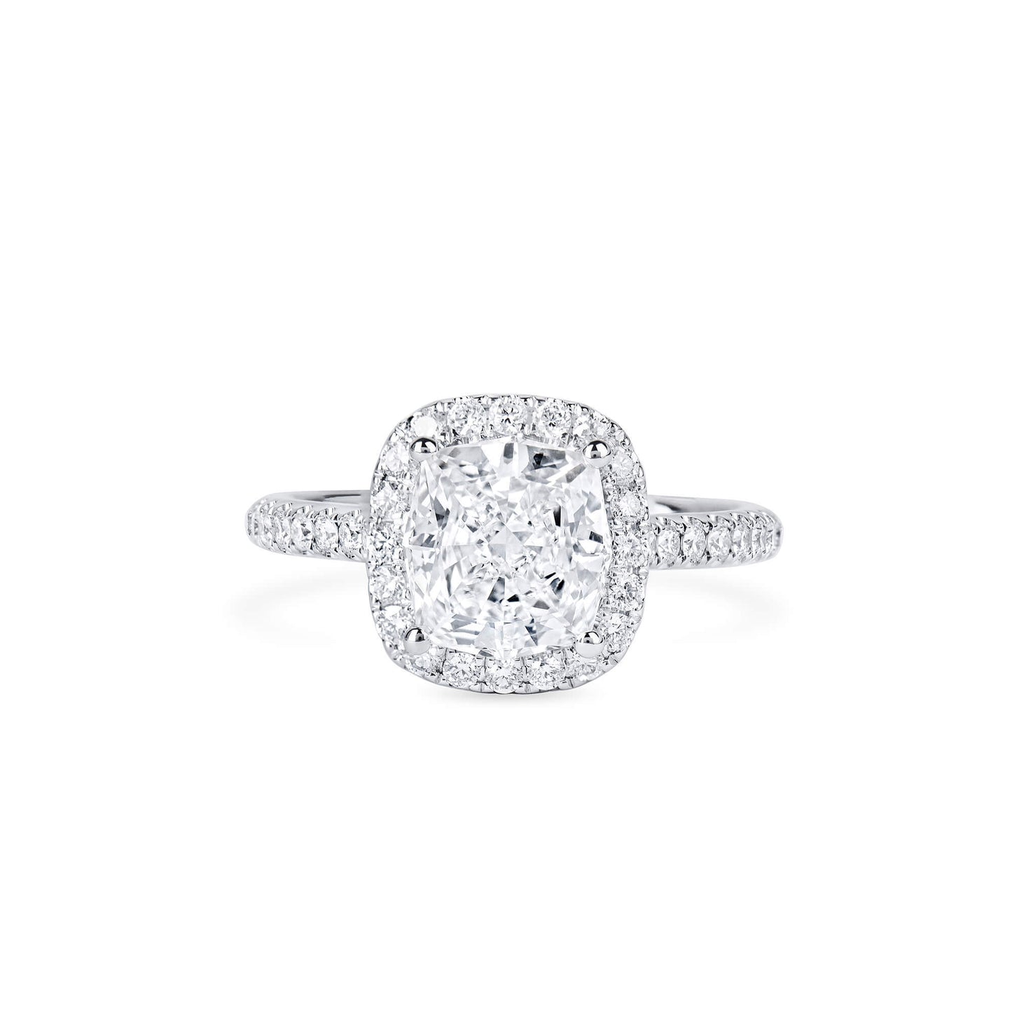 White Diamond Ring, 2.45 Ct. TW, Cushion Shape, GIA Certified