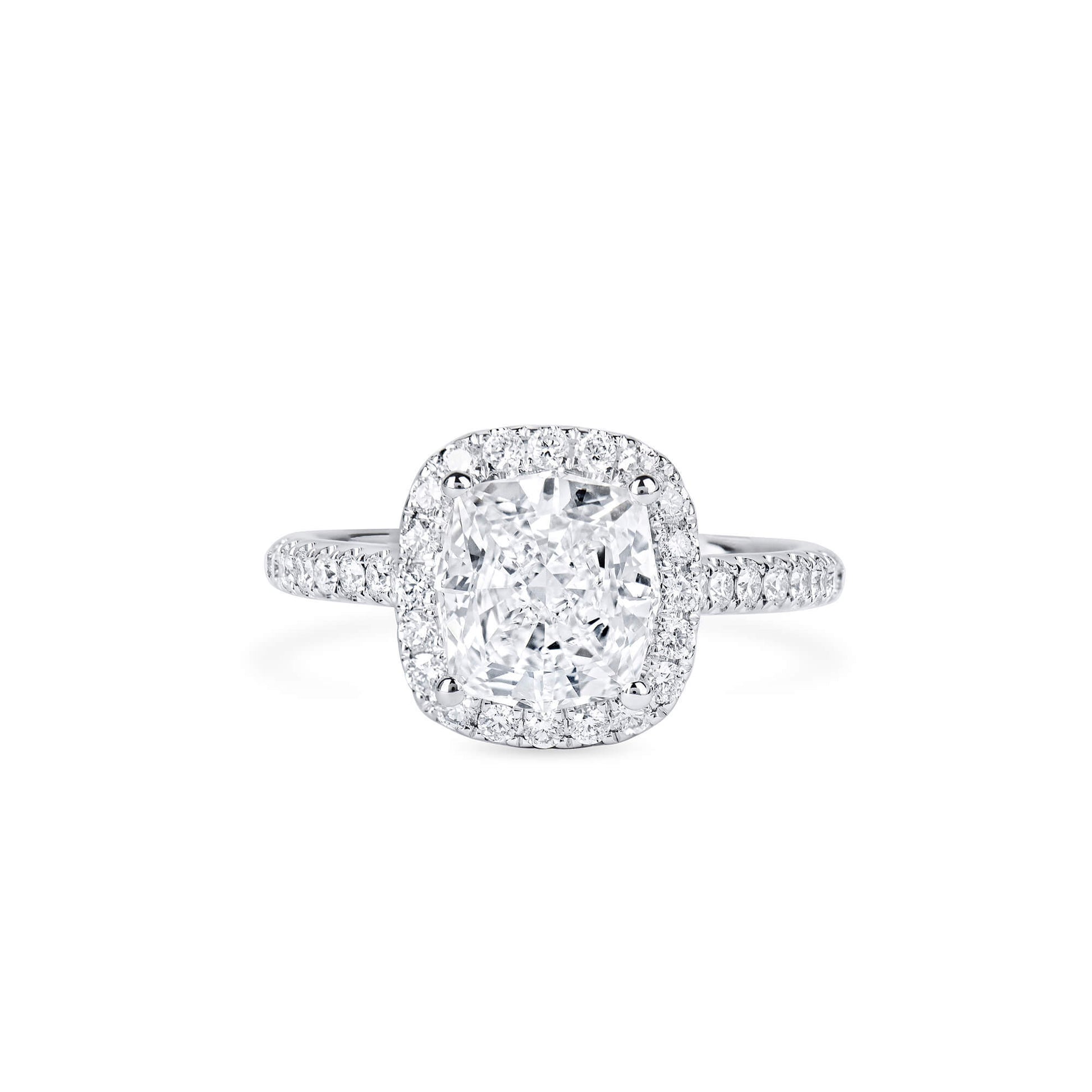White Diamond Ring, 2.45 Ct. TW, Cushion Shape, GIA Certified