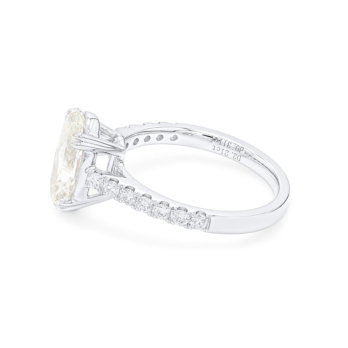 Natural Diamond Solitaire Ring, 18K White Gold, Oval Shape, 2.52 Ct. TW